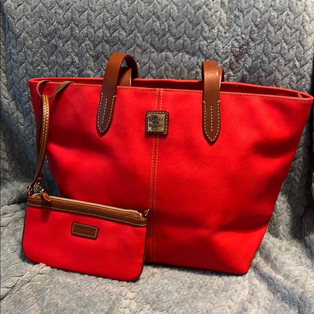 Red Tote Bag with Matching Pouch